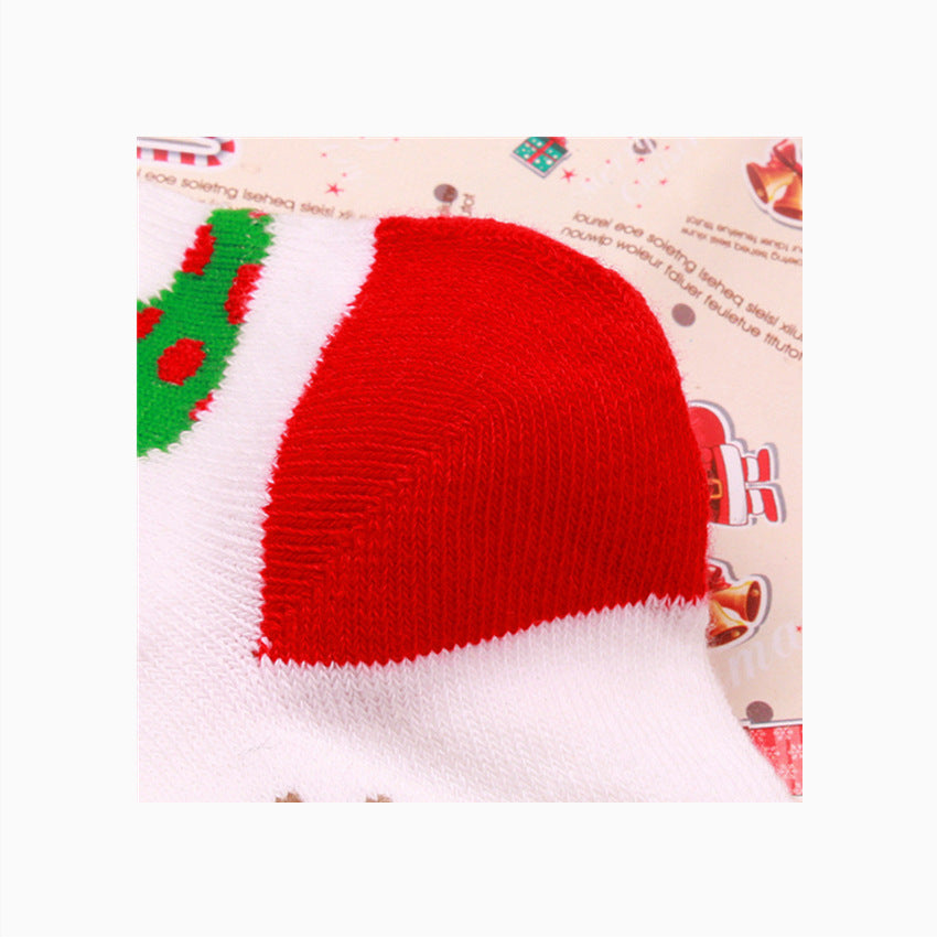 Cotton Christmas Socks with Santa, Reindeer, and Snowman