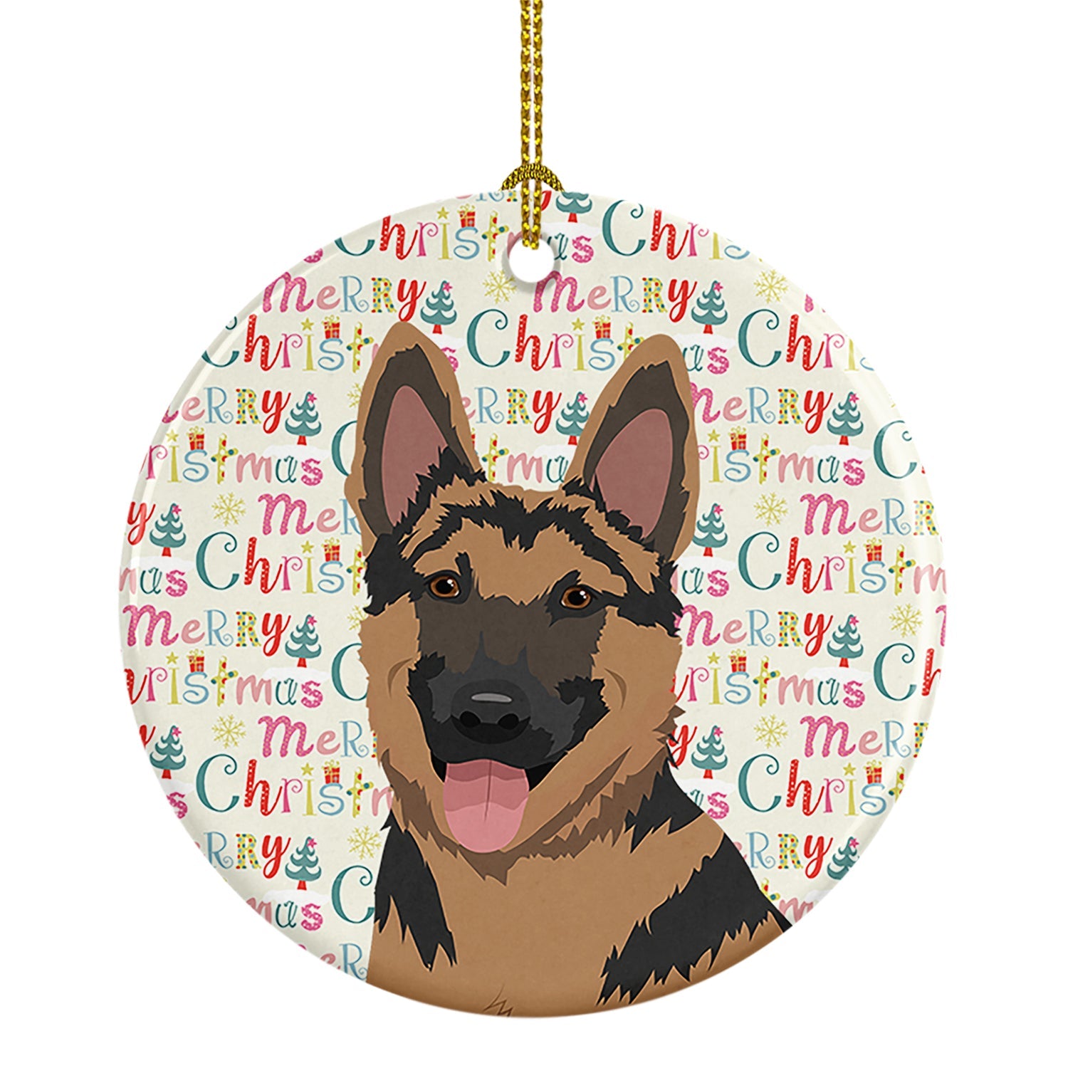 German Shepherd Red and Black Christmas Ceramic Ornament