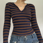 New Striped Pullover Long-Sleeved Top for Fall/Winter | Streetwear