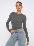 Casual Knit Long Sleeve T-shirt | Streetwear