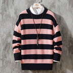 Men's Striped Round Neck Pullover Sweater | Streetwear