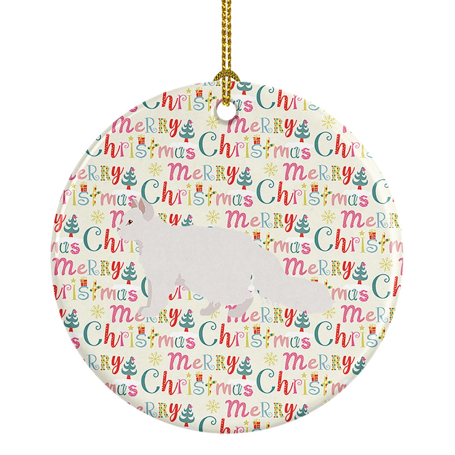 Oregon Rex #2 Cat Christmas Ceramic Ornament