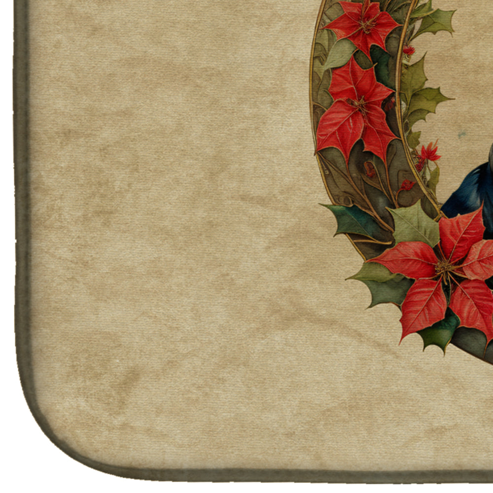 Flat-Coated Retriever Christmas Flowers Dish Drying Mat