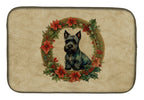 Scottish Terrier Christmas Flowers Dish Drying Mat