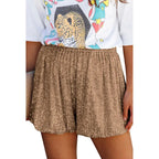 Sequined High Waist Straight Shorts for Women