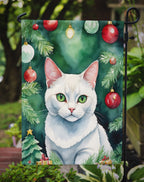 Khao Manee Cat By the Christmas Tree Garden Flag