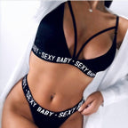 Three-Point Letter Bra and Underwear Set