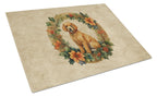 Poodle Christmas Flowers Glass Cutting Board
