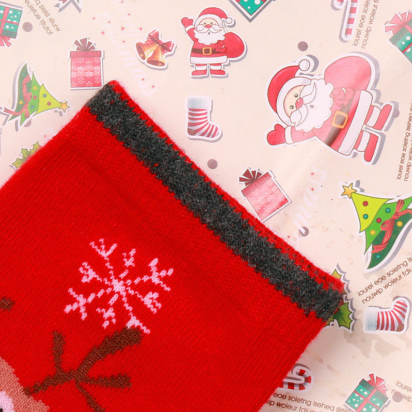Cotton Christmas Socks with Santa, Reindeer, and Snowman