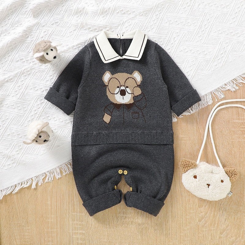 Standing Collar Baby Bear Knit Sweater