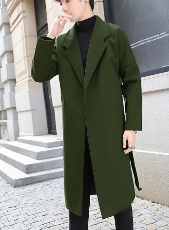 Men's Woolen Trench Coat - Mid-Length Style