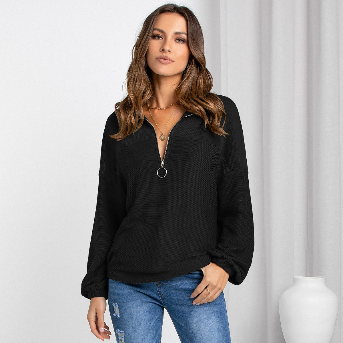 Women's Casual V-Neck Loose Pullover Sweater | Streetwear