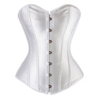 Elegant Satin Overbust Corset in Black White Blue