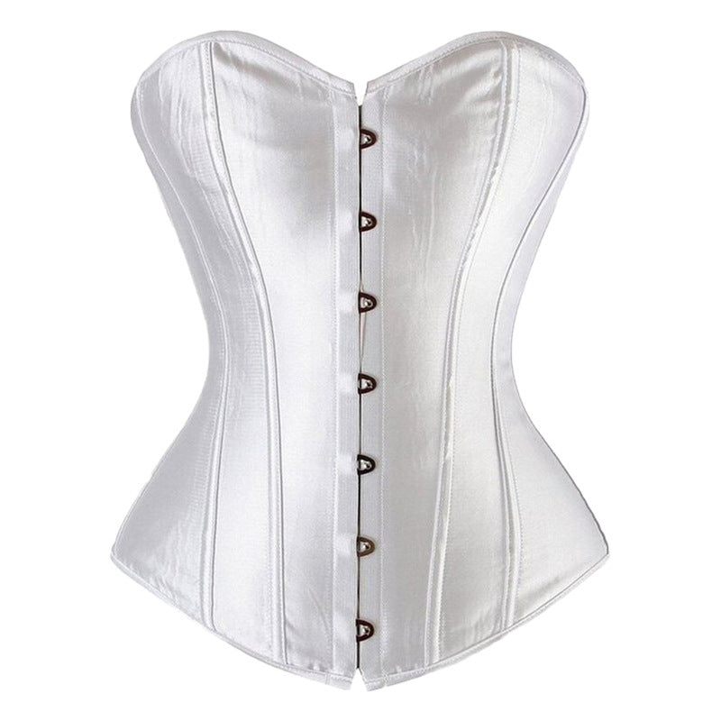 Elegant Satin Overbust Corset in Black White Blue