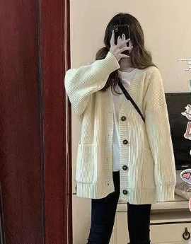 Men's Casual Loose Long Sleeve Knit Sweater Coat