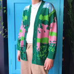 V-neck Knitted Cardigan with Floral Embroidery