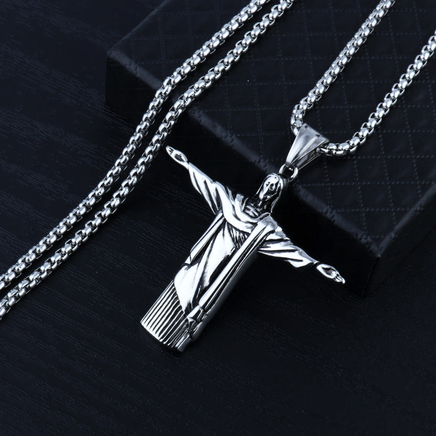 Christ the Redeemer Jesus Pendant Necklace for Men | Christian Jewelry