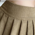 2023 High Waist Retro Corduroy Pleated Skirt for Women