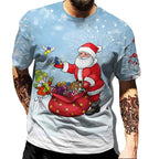 Christmas Print Casual Men's Polyester T-Shirt | Streetwear