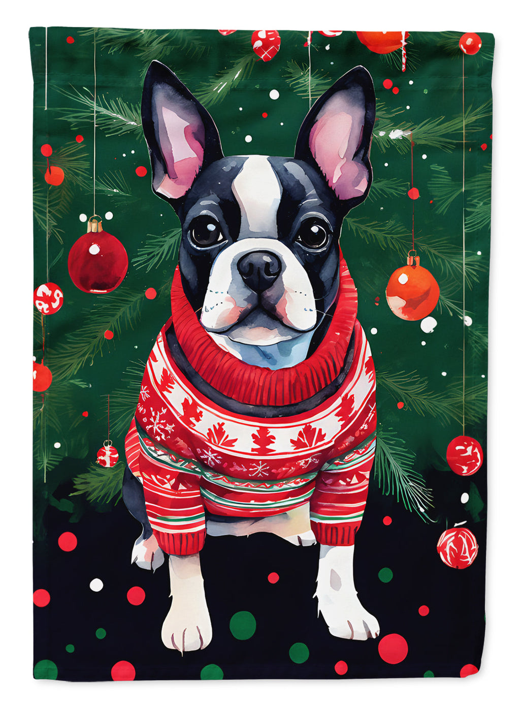 Boston Terrier Christmas House Flag