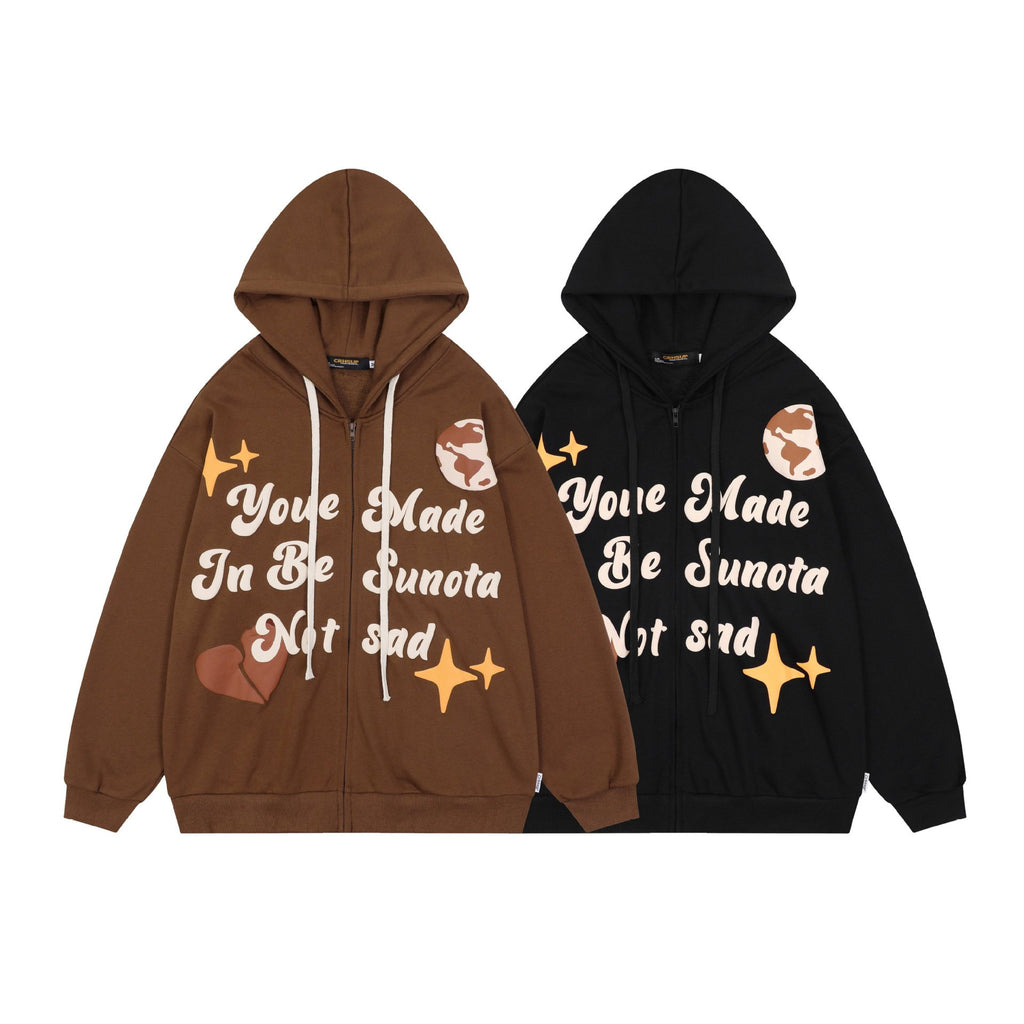 Unisex Printed Hoodie with Hooded Cardigan Design | Streetwear