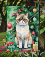 Exotic Shorthair Cat By the Christmas Tree Garden Flag