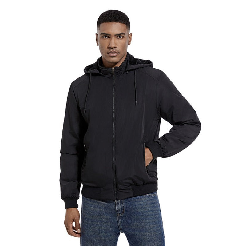 Men's Casual Thin Cotton Hooded Jacket - Large Size