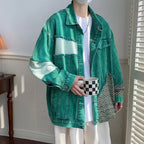 Worn-out Patchwork Raw Edge Denim Coat - American Style