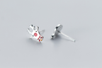 Silver Christmas Earrings - Santa and Reindeer Design