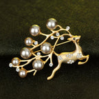 Korean Premium Coral Leaf Pearl Brooch for Christmas