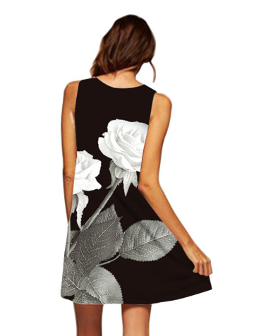 New Digital Print Off-Shoulder Dress