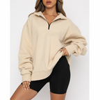 Half-Zip Long Sleeve Pullover Sweatshirt | Streetwear
