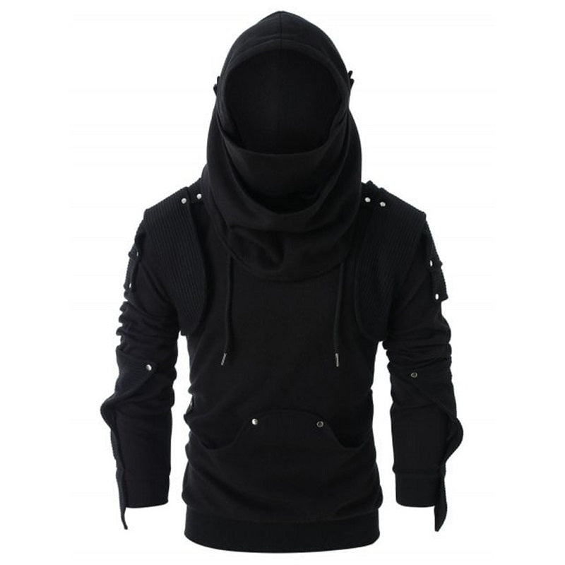 Men's Retro Rivet Long Sleeve Hooded Sweatshirt | Streetwear