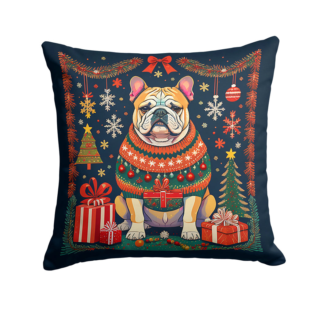 English Bulldog Christmas Throw Pillow
