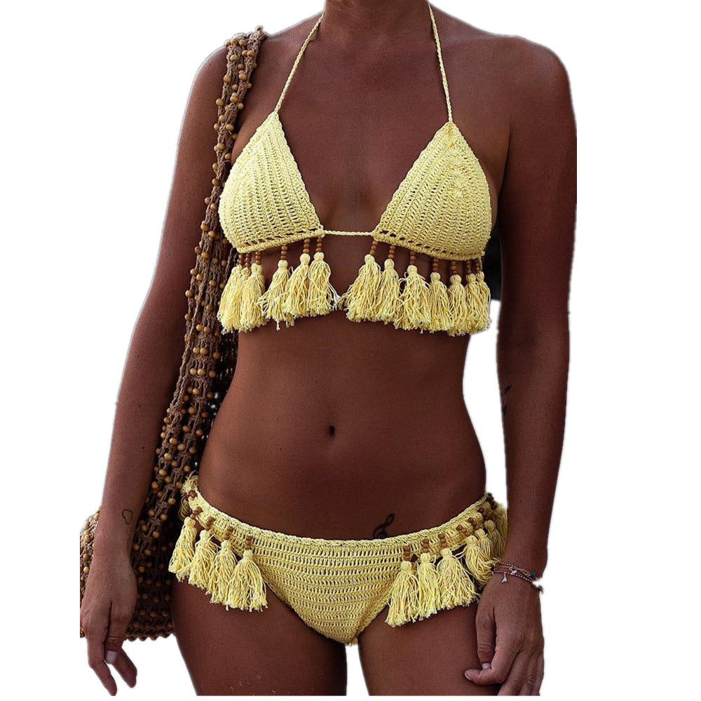 Handmade Crochet Bikini Set with Fringe for Export