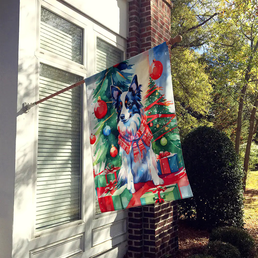 Papillon Christmas House Flag
