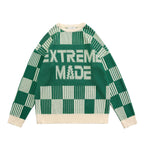 Retro Pixel Letters Round Neck Pullover Sweater | Streetwear