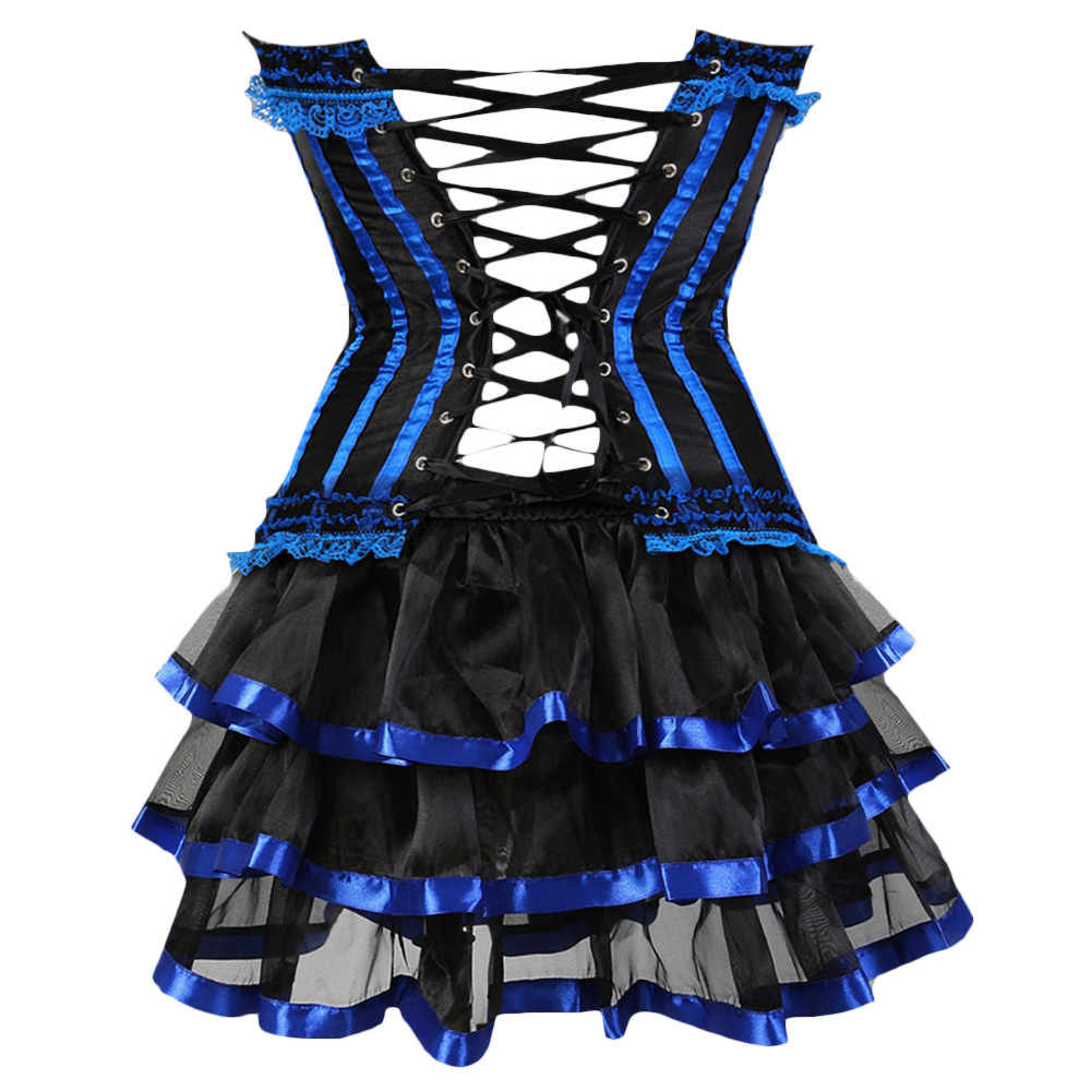 Striped Body Shaping Lingerie Set with Lace Skirt