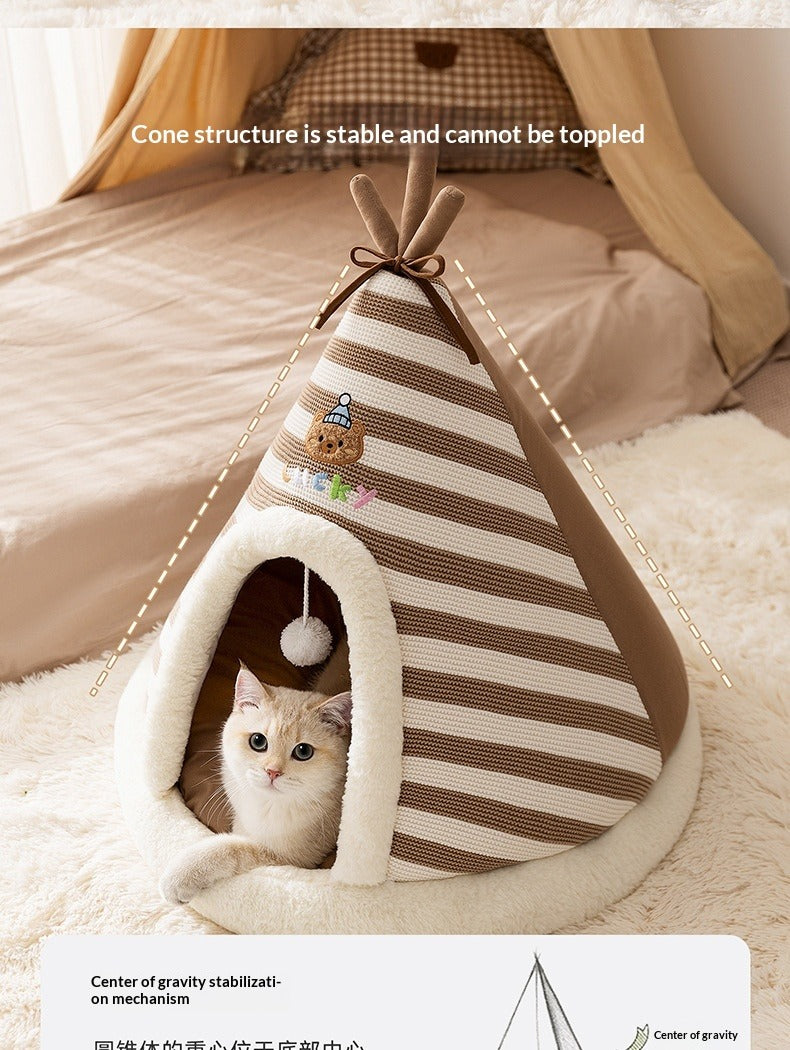 Knitted Round Warm Santa Pet Bed