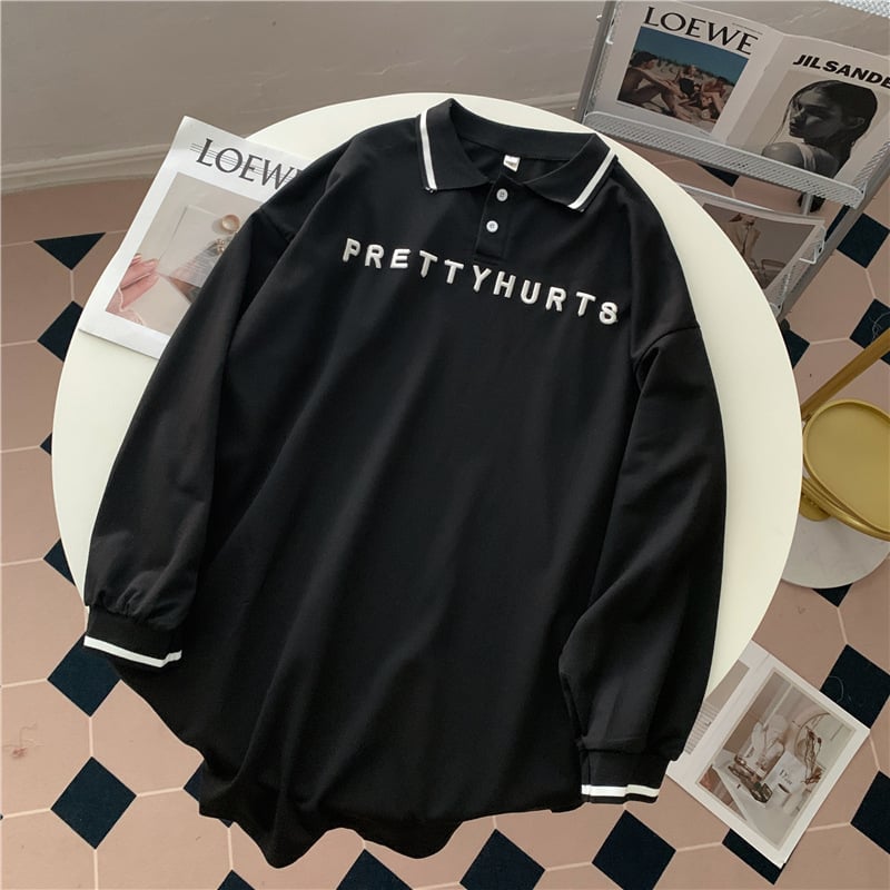 Embroidered Long-Sleeve Women's Polo Sweater