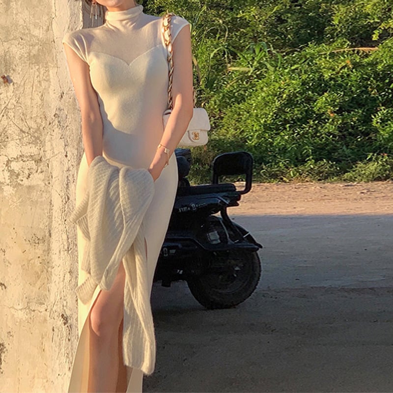 Women's Fashion Wool Turtleneck Dress