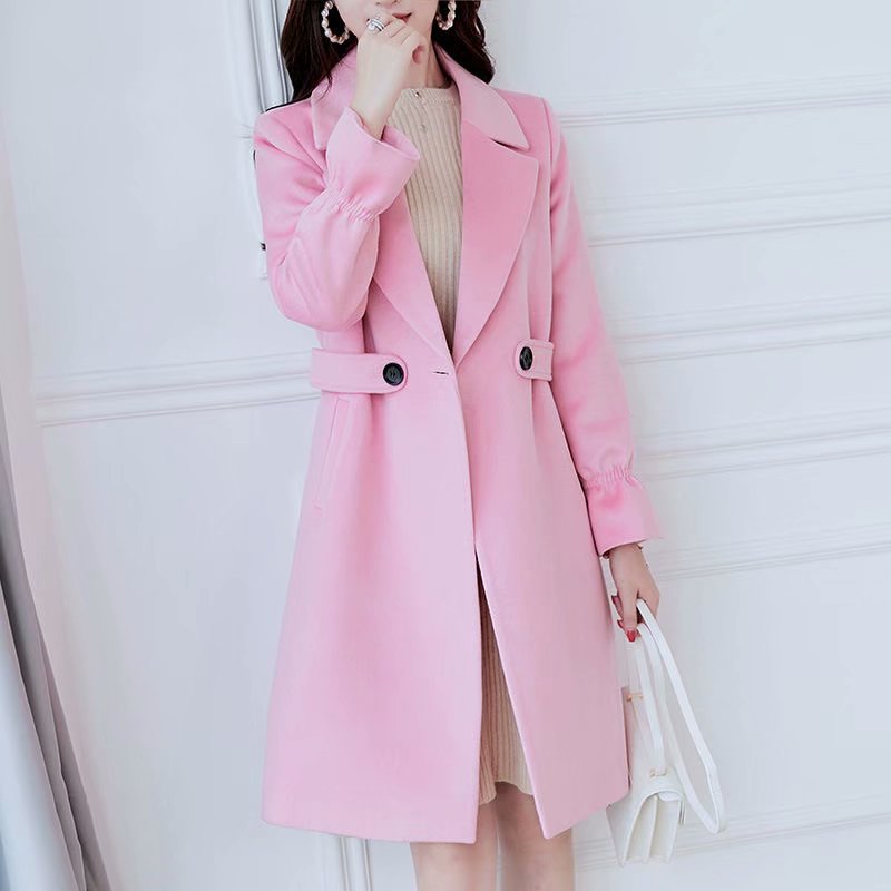 Mid-Length Women's Woolen Coat