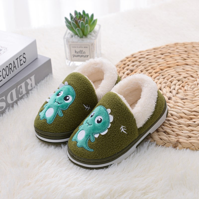 Thermal Cotton Dinosaur Plush Slippers for Babies