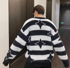 Niche Striped V-neck Sweater for Men in Casual Style