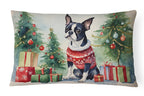 Boston Terrier Christmas Throw Pillow