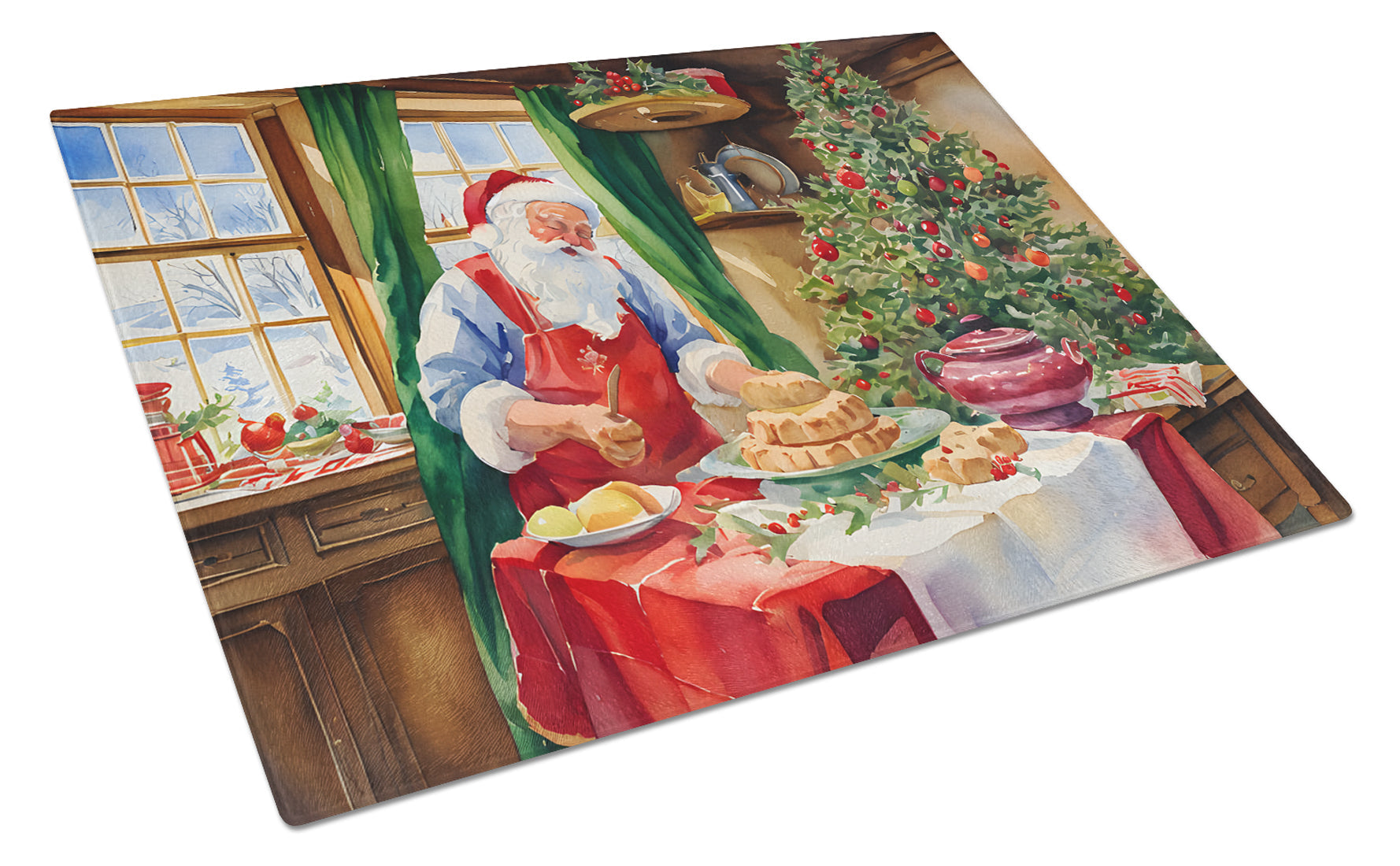 Cookies with Santa Claus Papa Noel Glass Cutting Board