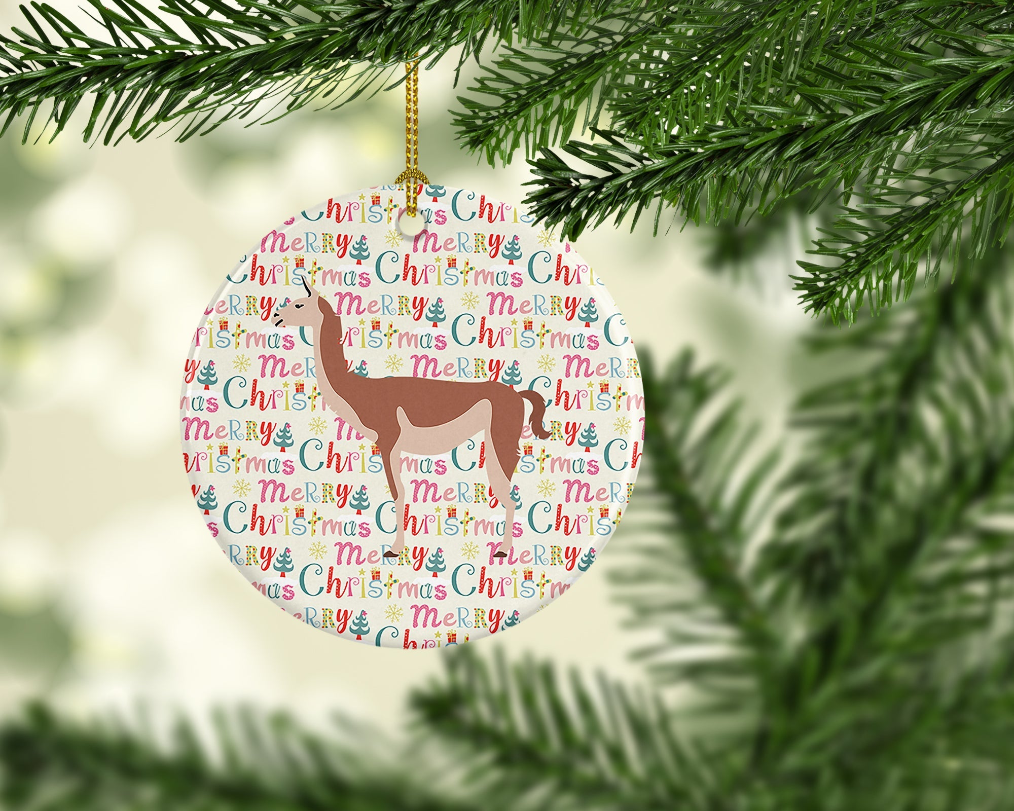 Guanaco Christmas Ceramic Ornament