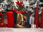 Tibetan Terrier and Santa Claus Throw Pillow