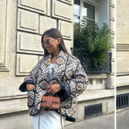 Pattern Print Cotton Padded Jacket Coat
