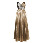 Metallic Color-Block Strapless One-Piece Swimsuit